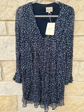 Sezane Joe Navy Floral Print Mini Dress